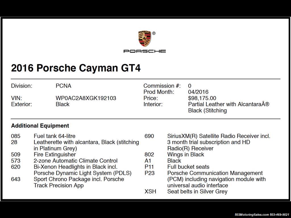 2016 Porsche Cayman GT4; Black w/ Full Buckets & Only 895 Miles! - Photo 58 - Beaverton, OR 97005